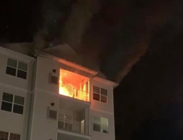 Everyone made it out of Building 4 at The Grande safely when officers arrived around 10:15 p.m. Friday to find a fourth-floor balcony in flames.