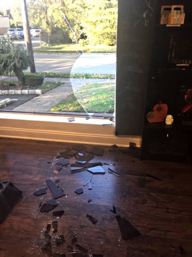 Halloween damage to Bellezza Salon in Glen Rock.