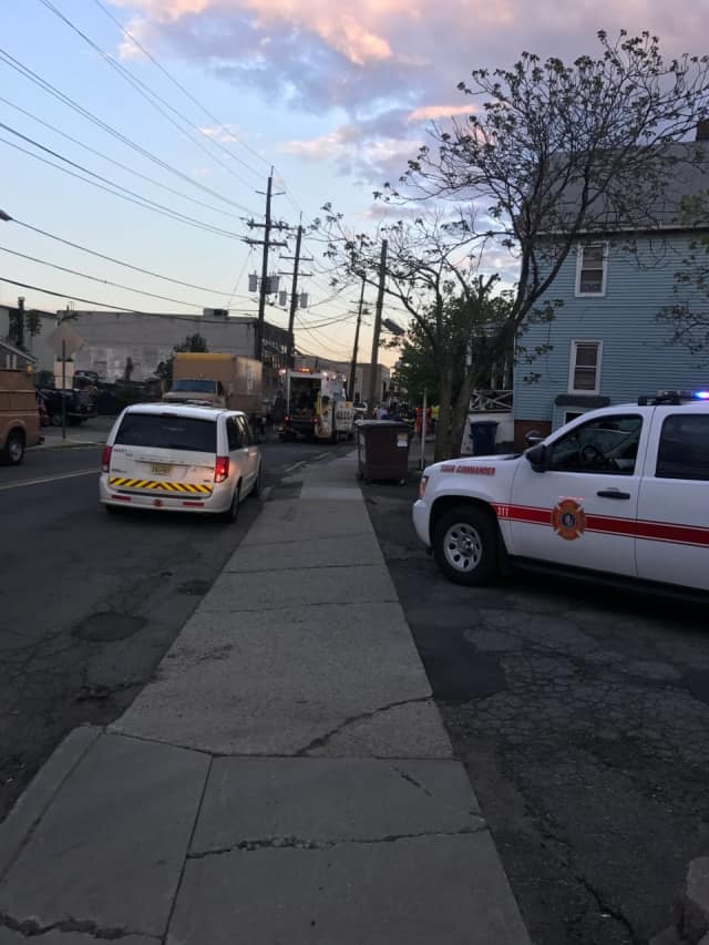 Construction workers hit a gas line in Hackensack Tuesday.