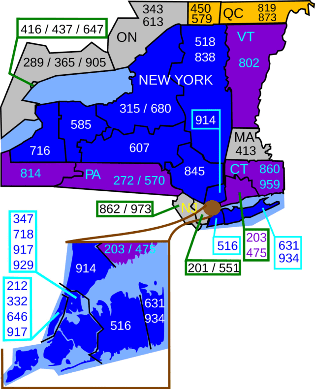 New York area codes.