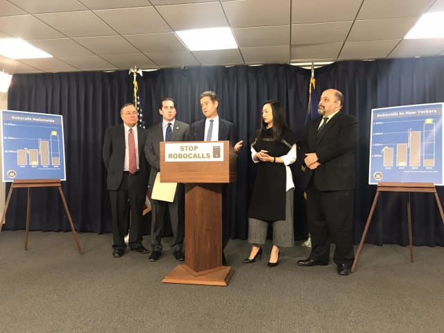 New York lawmakers announcing the Robocall Prevention Act in Albany.