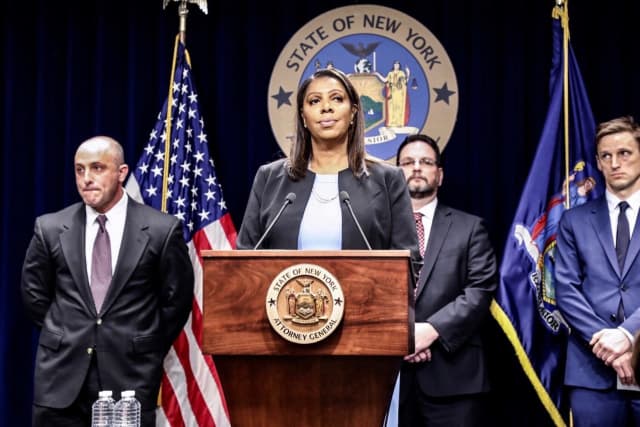 New York Attorney General Letitia James announcing the lawsuit.
