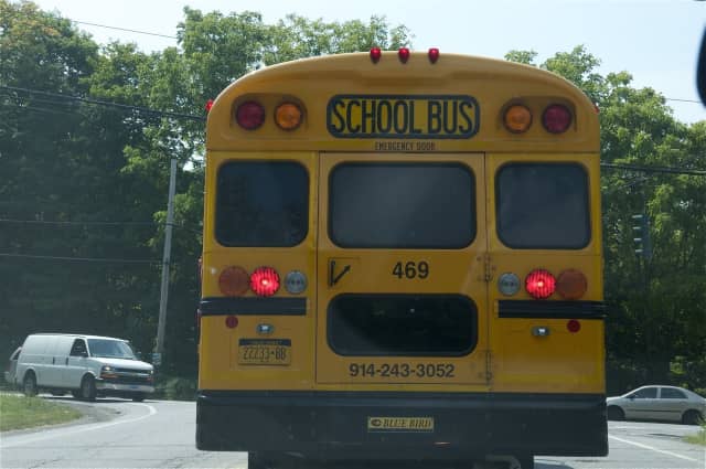 A Bridgeport school bus ran over downed power lines on Tuesday.