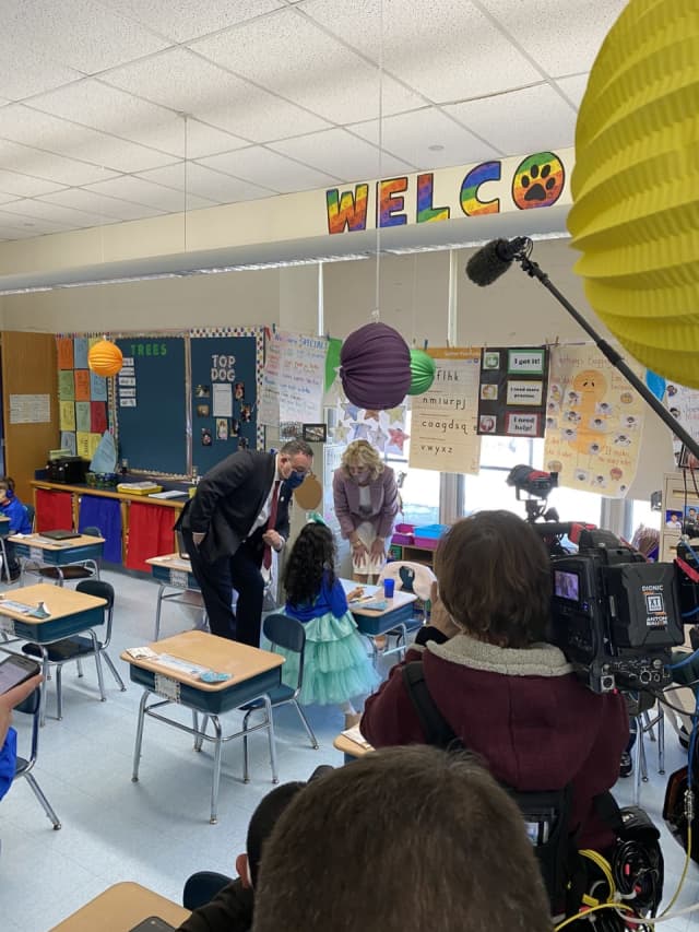First Lady Jill Biden and new Education Secretary Miguel Cardona visited elementary schools in Connecticut during her earlier visit.
