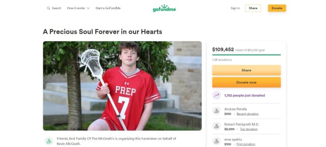 A GoFundMe created for the family of James McGrath has received more than $100,000 in donations