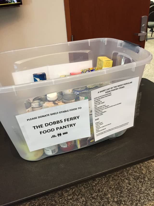 If you see this bin at Greenburgh Town Hall, it's for the Dobbs Ferry Food Pantry. Donations of any canned food item welcome.