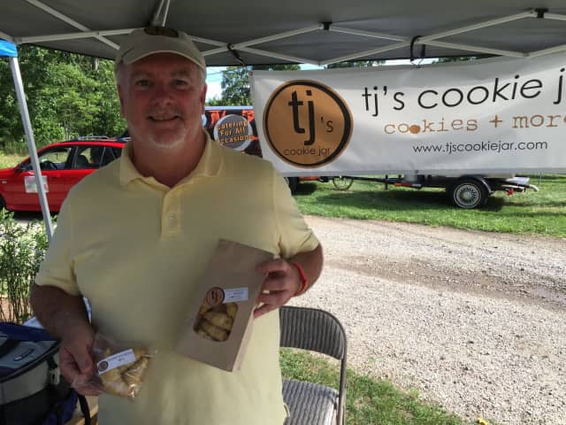 John Wagner sells his untraditional pastry-like cookies at the Wilton Farmers Market.