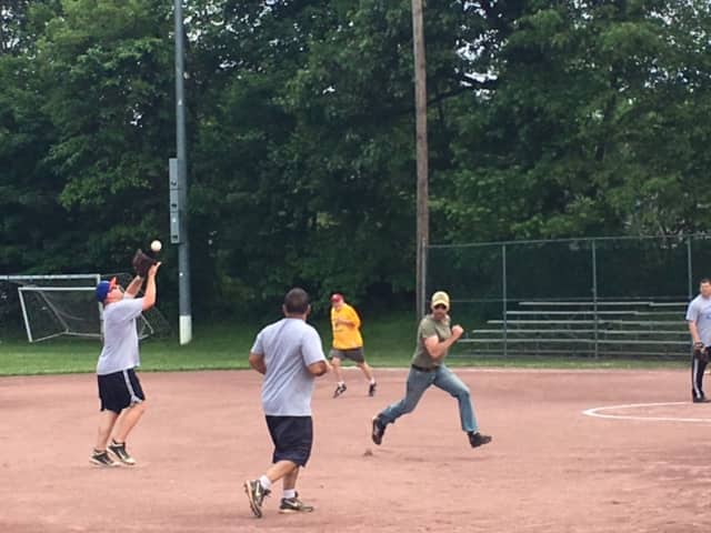 The Lions and PD playing softball