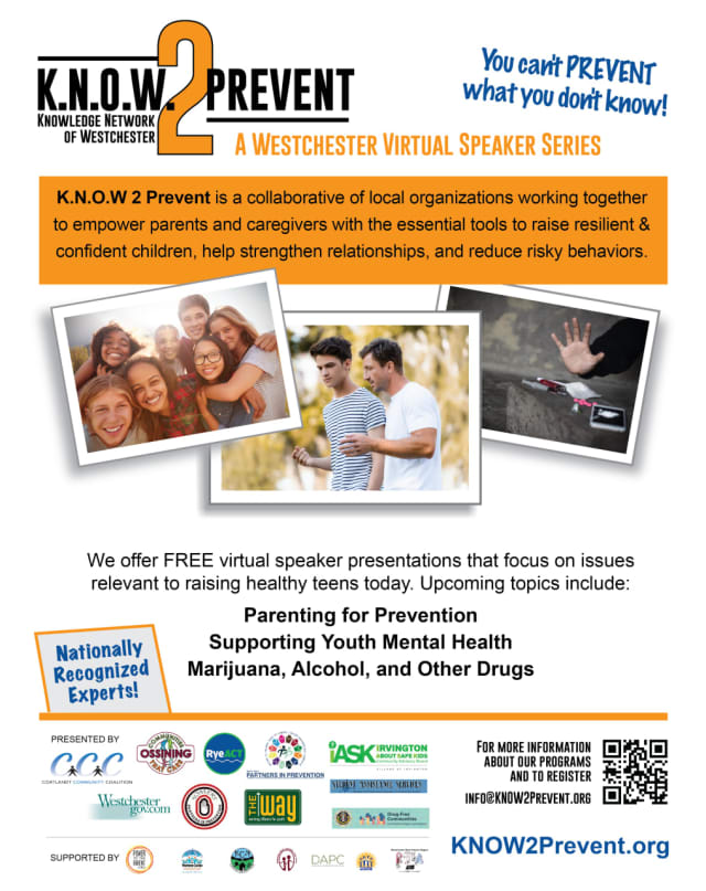 K.N.O.W. 2 Prevent is a collaboration of Westchester County organizations working together to empower parents with the essential tools to raise resilient and confident children, help strengthen relationships, and reduce risky behaviors.