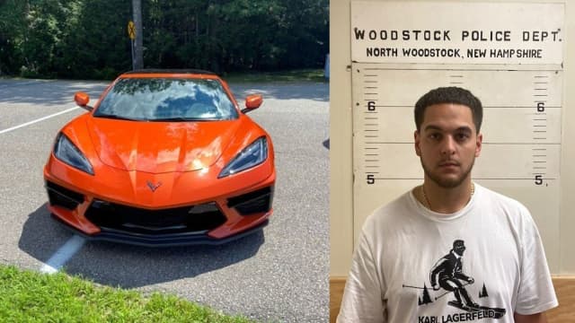 Alejandro Zapata-Rebello, of Danbury, was accused of driving a 2021 Chevrolet Corvette recklessly on a highway in New Hampshire.