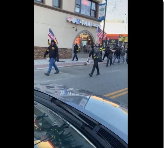 A screenshot from a video of the march posted by Sen. Todd Kaminsky on Twitter
