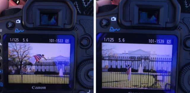 The image of a Stamford man wearing a flag as he jumped the fence at the White House was captured by Vanessa Peña and posted on Twitter ‏@VanessaVans.
