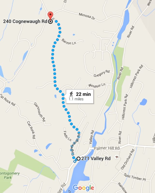 Cognewaugh Road in Greenwich is closed between Mimosa Drive and Valley Road