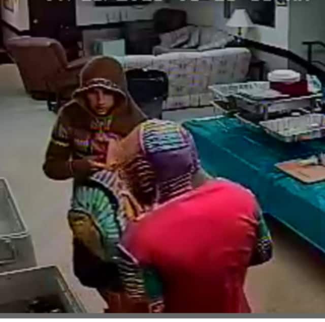 State police are attempting to identify two male suspects pictured above who are wanted for questioning in the burglary of a non-profit organization in Verplanck.