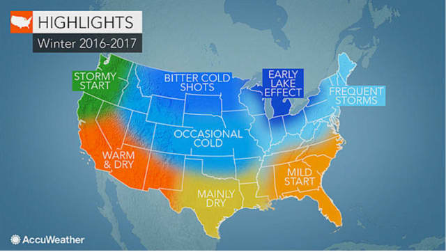 Frequent storms are expected in the area this coming winter, according to a longterm forecast released by AccuWeather.com.
