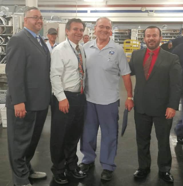 Northern New Jersey District Manager Steven Hernandez, Northern New Jersey District Post Office Operations Manager John Mateo, and Hackensack Postmaster Anthony LoPrinzi. Mr. Alcuri, a Carlstadt resident.