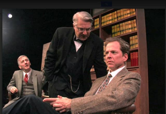 David Victor, Barry Hatrick and Travis Branch are among the talentd cast of 14 local actors in the Westport Community Theatre production of "Witness for the Prosecution." The production runs through Sunday, Dec. 11.
