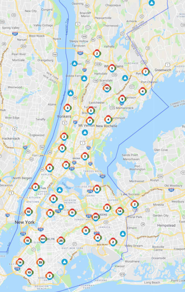 The Con Edison Outage Map as of 4 p.m. on Monday, March 4.