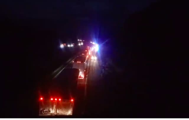 A look at I-84 in both directions shortly after the crash on the westbound side near Exit 5 in Montgomery.