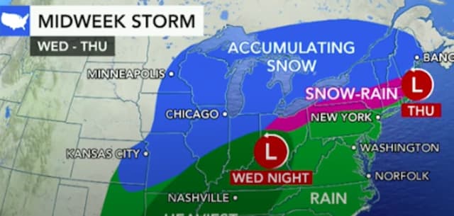 A look at the midweek storm system.