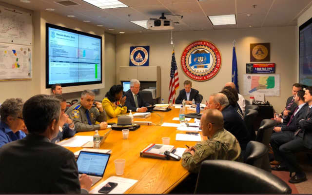 Gov. Ned Lamont holding a municipal emergency management and public health update call on COVID-19 with city and town leaders, local health directors, emergency managers, and state legislators.
