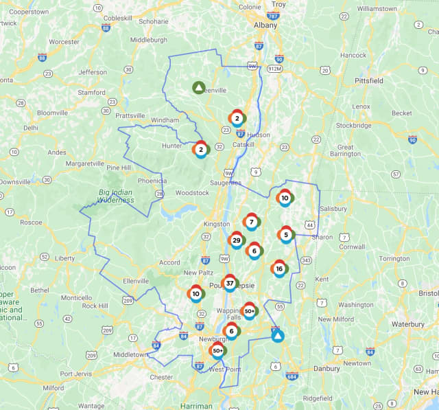 The Central Hudson Outage Map on Tuesday, April 14, 2020.