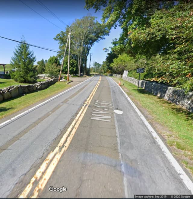 The area of Route 137 (High Ridge Road) in Pound Ridge where the incident happened.