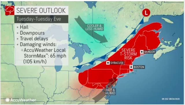 A look at the storm system that will sweep through the region on Tuesday, Aug. 25.