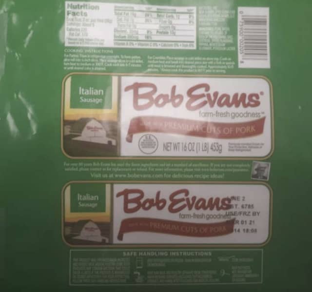 Federal health officials announced a recall of certain Bob Evans sausage products due to possible contamination.