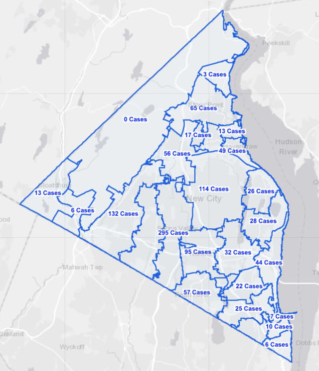 The Rockland County COVID-19 map on Wednesday, Feb. 24.