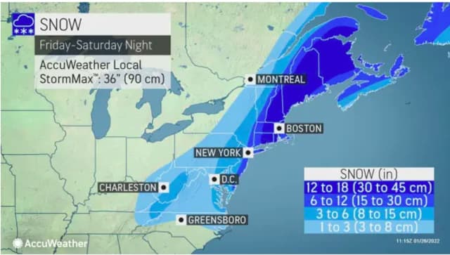 A look at projected snowfall totals for the major weekend storm.