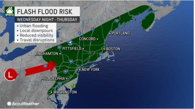 Areas at risk for flash flooding Wednesday, June 8 into Thursday, June 9.