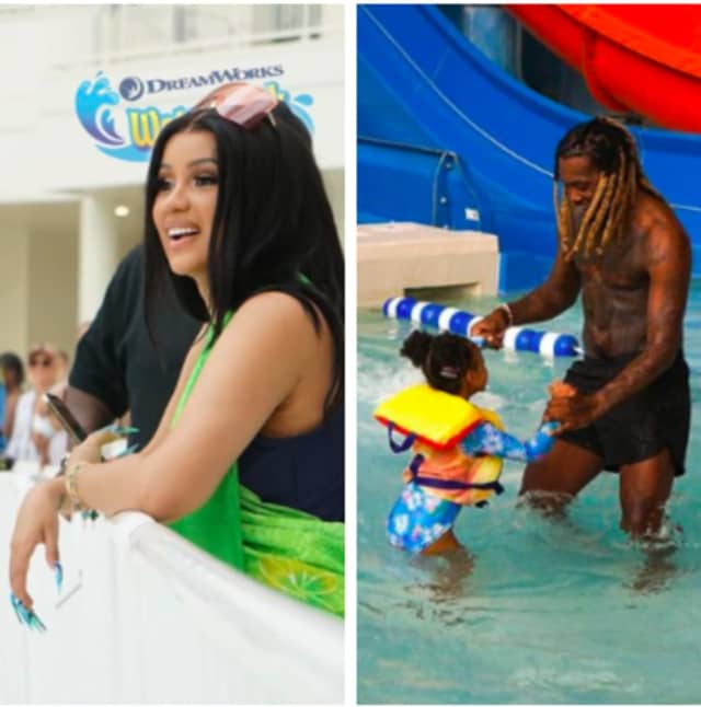 Cardi B and Offset splash around at the DreamWorks Waterpark.
