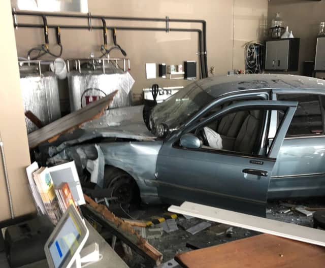 A car barreled through a Hunterdon County brewery and caused severe damage, shutting the business down until further notice, authorities said.
