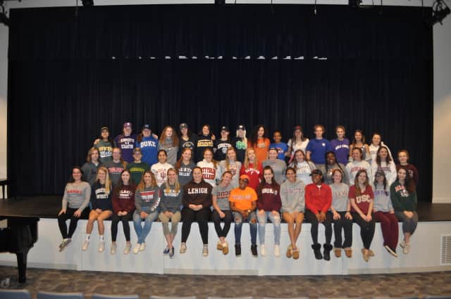 The graduating Class of 2016 at School of the Holy Child wear their college gear to school, officially announcing their college choices. Holy Child in Rye came in at No. 5 on Niche.com's list of the 100 best Catholic high schools in New York state.