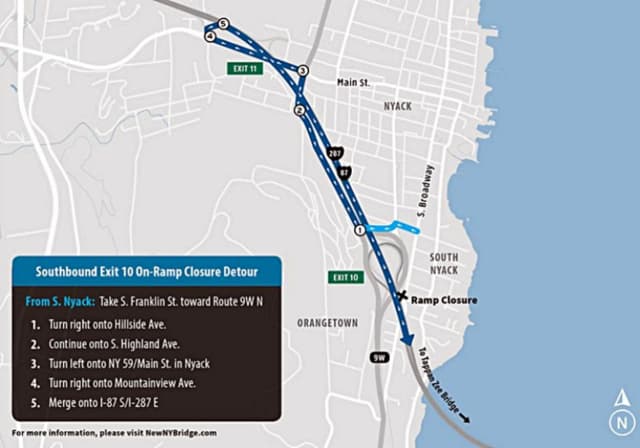 The southbound Exit 10 on-ramp will be closed overnight Monday through Wednesday -- and here's the detour route.