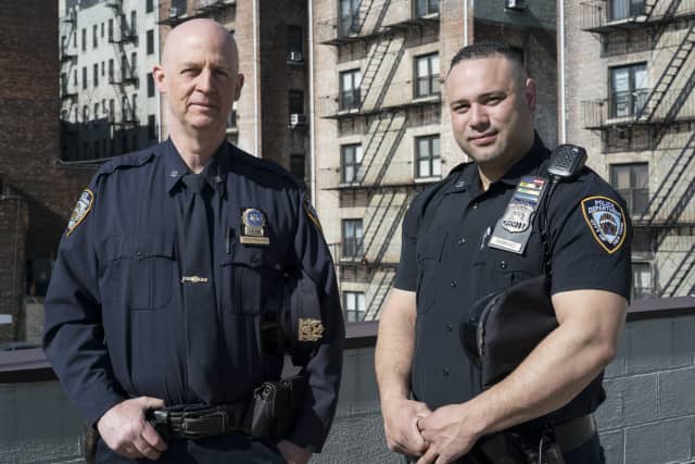 New York City Police officers from Manhattan's 34th Precinct, Detective Thomas Troppman and Police Officer Edwin Rodriguez, of Ossining, have been recognized for their work as neighborhood coordinating officers.