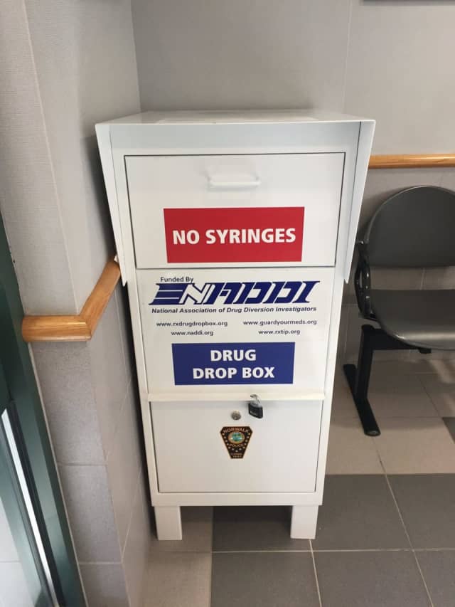 Norwalk residents are encouraged drop off unused prescription drugs in this drop box at the Norwalk Police Deparment headquarters, 1 Monroe Ave.