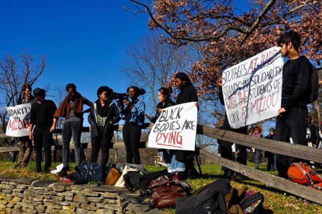 Bard College students organized a walkout on campus Wednesday to show support for students at other college campuses. 