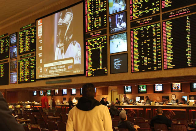 Odds boards in a Las Vegas sportsbook.