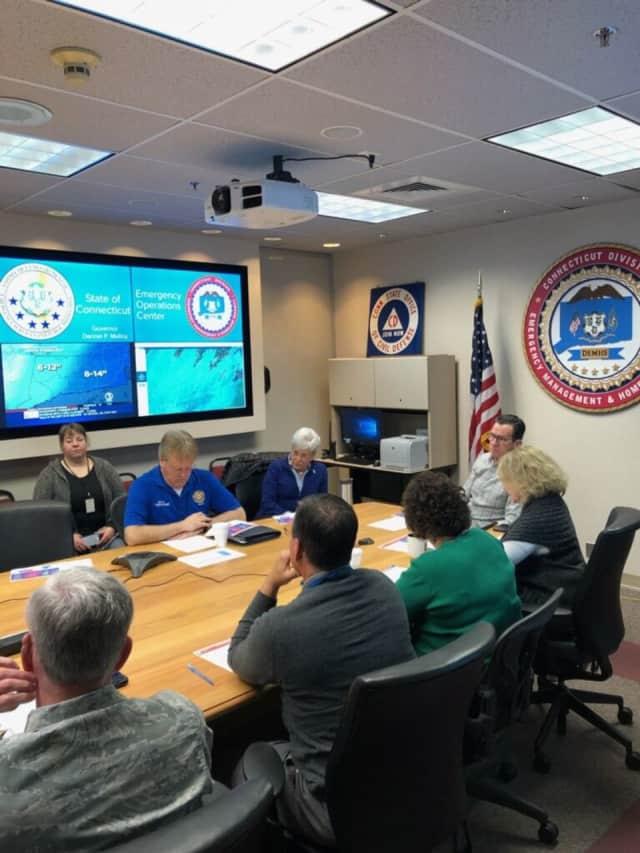A unified command meeting is held in the state's Emergency Operations Center on Thursday morning.