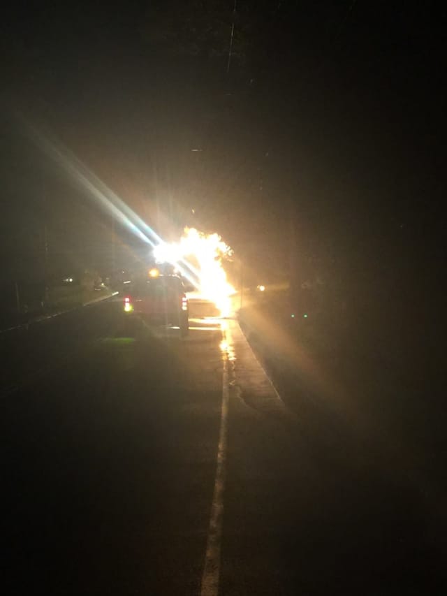 Power lines went down after lightning hit a gas line in Trumbull Tuesday night.