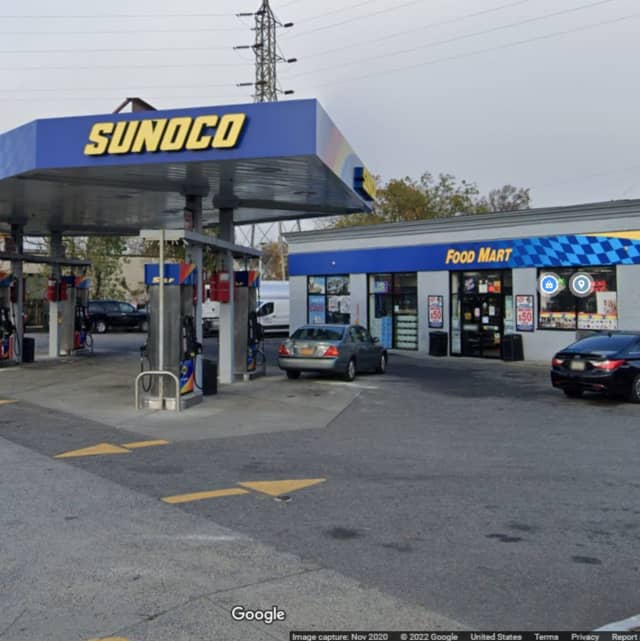 The Sunoco gas station on Burnside Avenue in Inwood where a worker was robbed Friday, May 6.