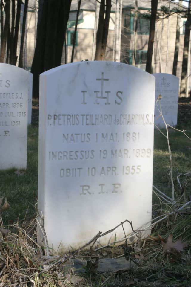 The grave of Jesuit philosopher Pierre Teilhard de Chardin at The Culinary Institute of America in Hyde Park.