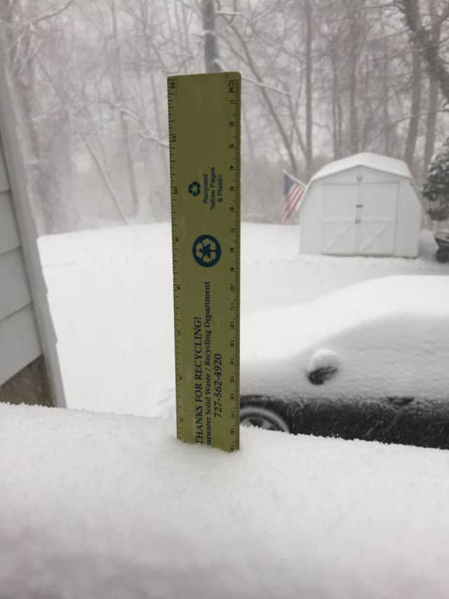 How much snow will fall Thursday? One Daily Voice reader in New Canaan is measuring it — looks like 5 inches early this morning.