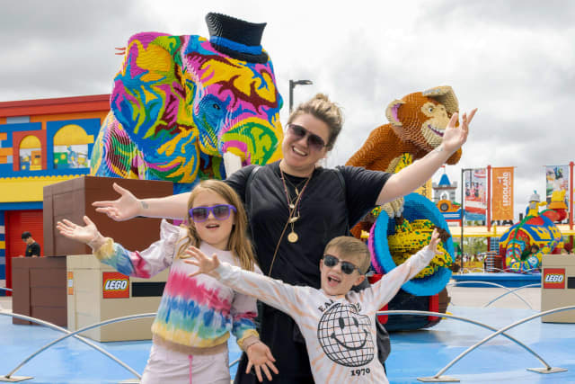 Kelly Clarkson with daughter, River, and son, Remington, at LEGOLAND New York Resort in Goshen.