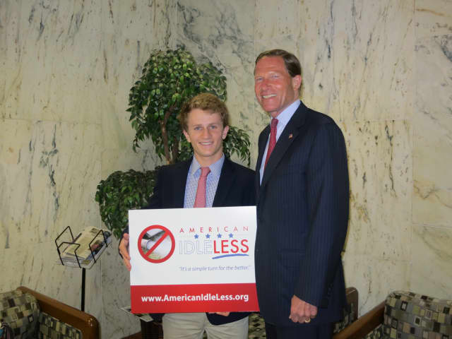 Reed Schultz, a New Canaan resident who attends Brunswick School in Greenwich, launched his American Idle Less campaign with U.S. Sen. Richard Blumenthal. 
