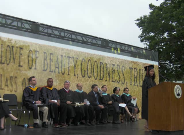 Last year's valedictorian addresses her graduating Mamaroneck High School classmates.