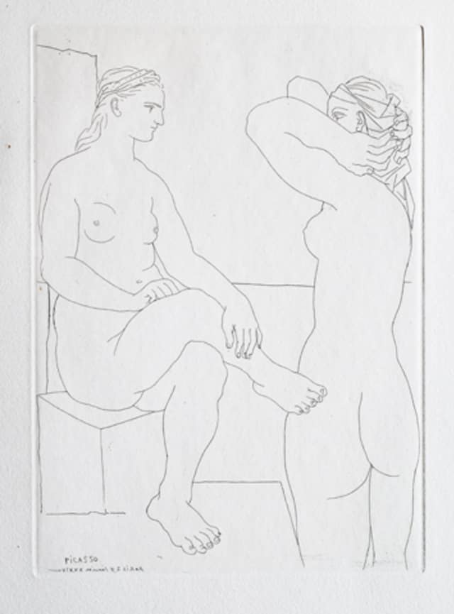 Pablo Picasso, "Two Models Looking at Each Other," etching from the Vollard Suite, 1939
