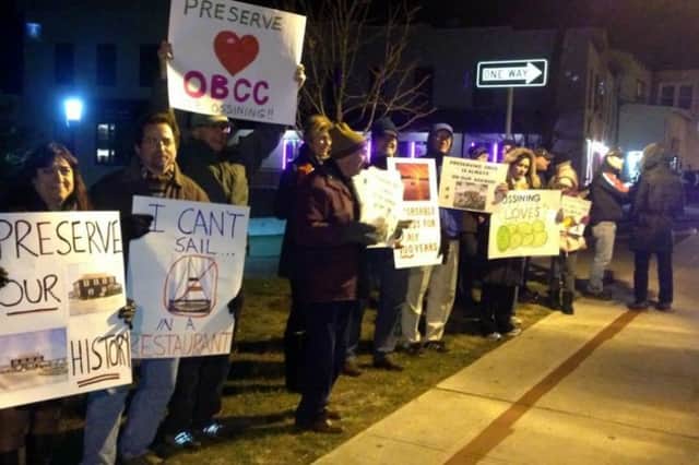 OBCC members protesting to have their club reopened. Last week, the town determined the club passed inspection and allowed them back inside.